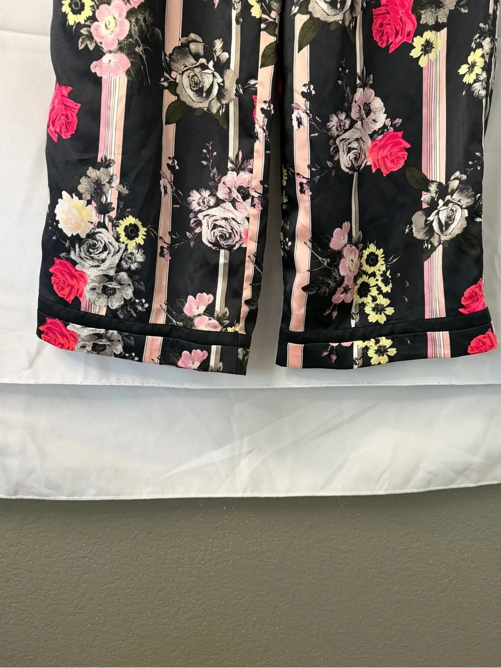 Vintage Victoria Secret Floral Striped Satin Pajama Set